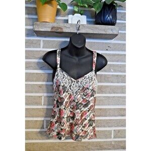 VTG Victoria Secret gold label S tank top lace paisley metallic festival